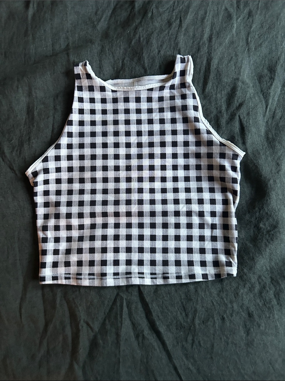 Gingham high neck crop top sz M/L